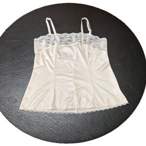VTG Kayser Nylon Camisole w/Wide Lace Canada Romantic Office Siren Layering Lace
